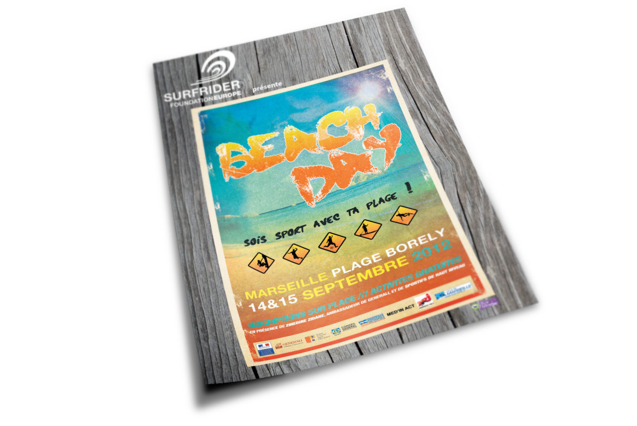 logo et affiche Beach day "soit sport avec ta plage"