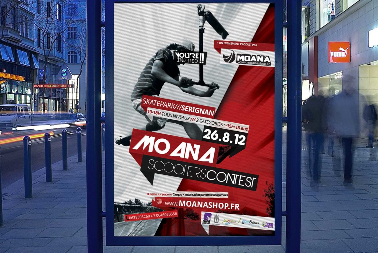 Affiche scooters contest Serignan Moana shop