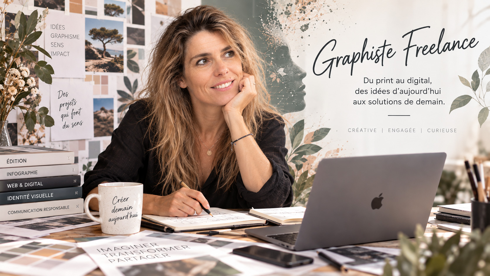 Isabelle Perrin, graphiste freelance senior : identité visuelle, print, digital et IA générative